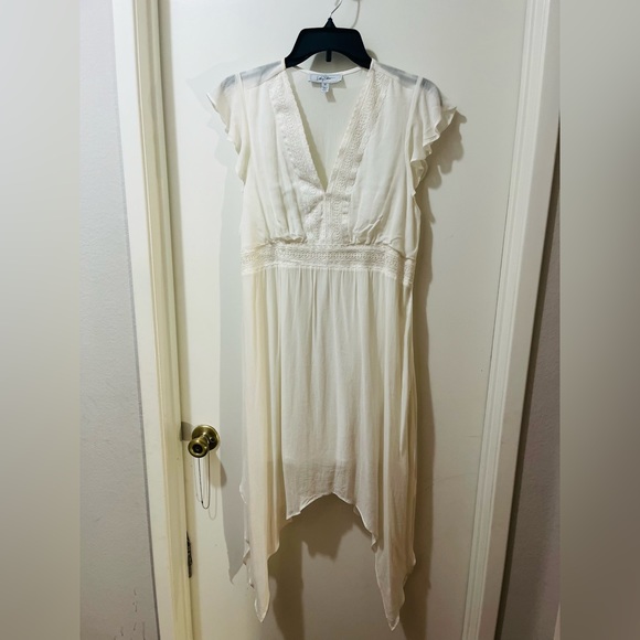 White Cream Sheer Dress with Inner Shell Size Medium - Picture 4 of 12